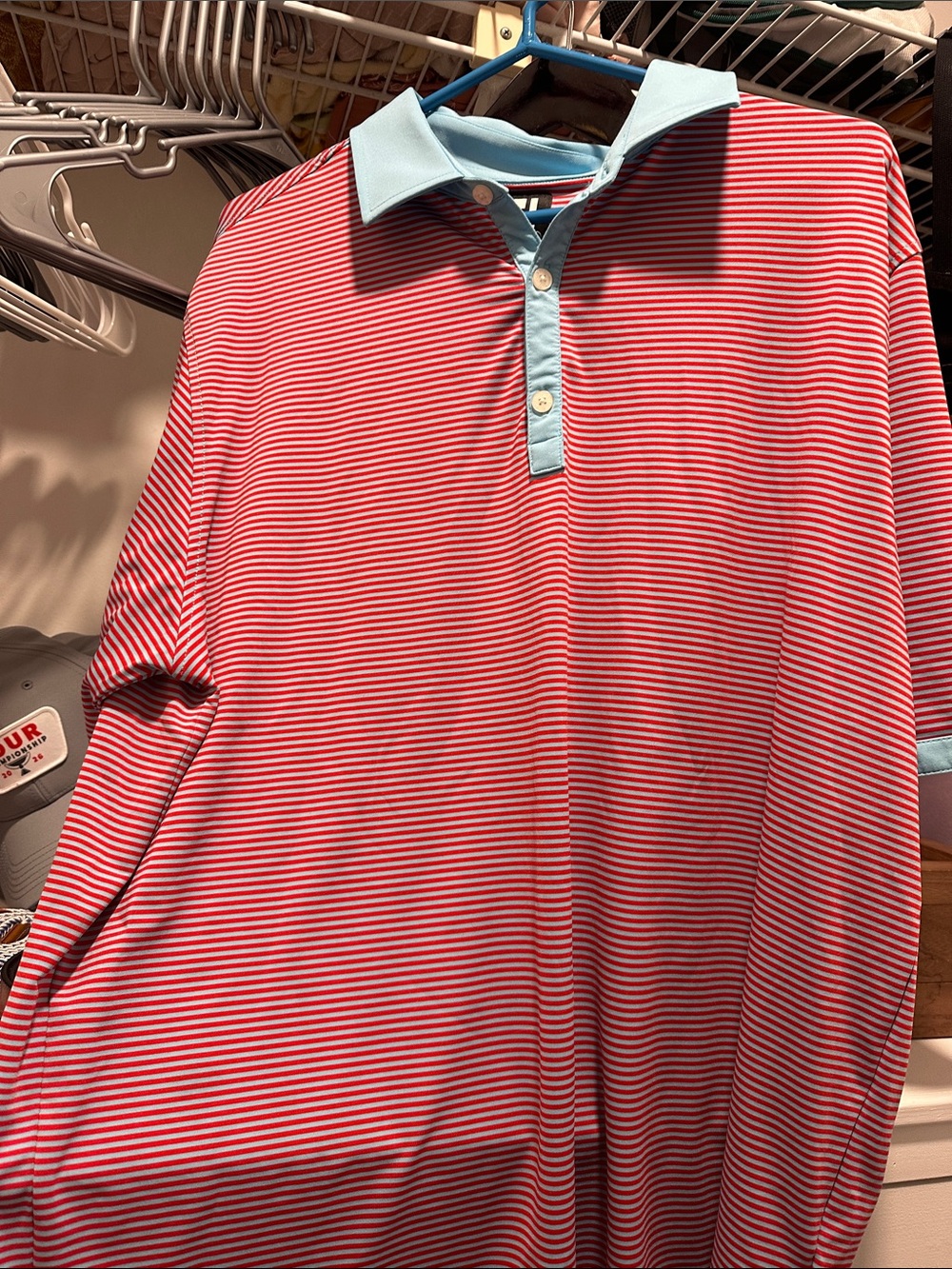 FootJoy Men’s Stripe Polo Blue and Red Stripes